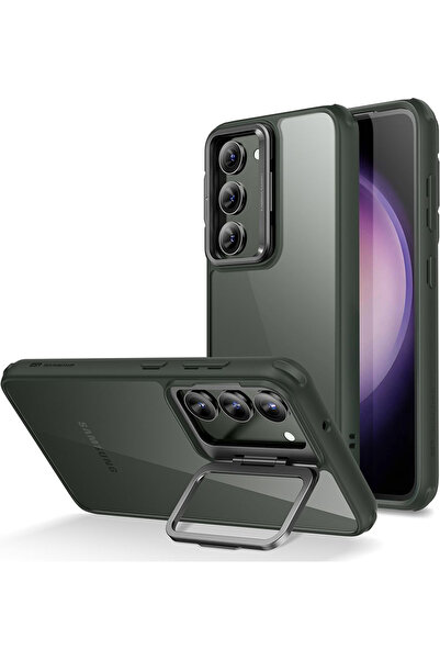 ESR Samsung S23 Kılıf Standlı Kickstand Silikon - Şeffaf Yeşil