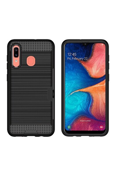REDz Accessories Husă de protecție cu slot pentru card, compatibilă cu Samsung A20 / A30, neagră, potrivire precisă