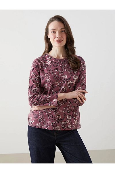 LC Waikiki Bluză pentru femei LCW Grace Plum Crew Neck Floral