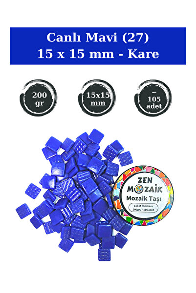Zen Mozaik Sanatsal Mozaik Çalışmalarınız için 15 x15 mm - Kare Cam Mozaik Ta...