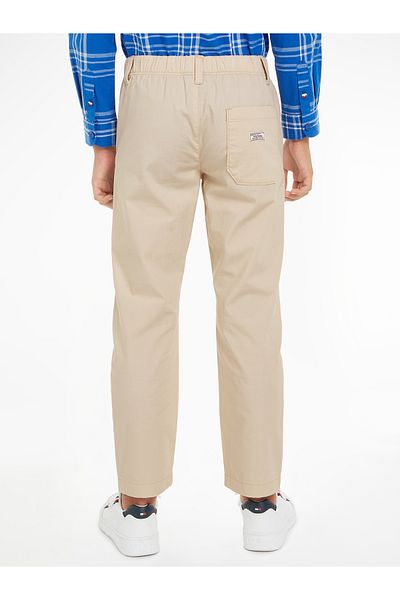Tommy Hilfiger Boys Beige Regular Pull On Poplin Woven Pants