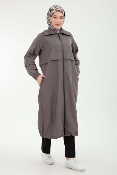 Armine TREND ARMİNE TREND Μανίκια και άκρη της φούστας Ελαστικό ύφασμα αλεξίπτωτου Καπάκι γκρι 24YT703