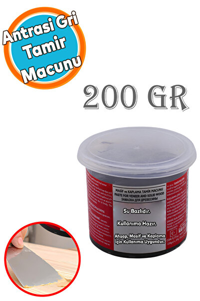 NZB Ahşap Parke Tamir Macunu Mobilya Dolgu Çatlak Çizik Tamir Dolgusu Masif Kaplama 200 Gr Gri Antrasit