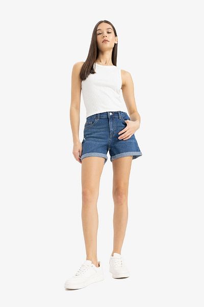 DeFacto Pantaloni scurți din denim cu talie înaltă E0700AX25SM