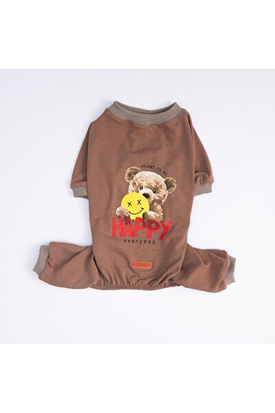 Pawstar Happy Teddy Bear Orta ve Büyük Irk Köpek Pijaması - Köpek Tulumu - Köpek Kıyafeti (15 KG-45 KG)