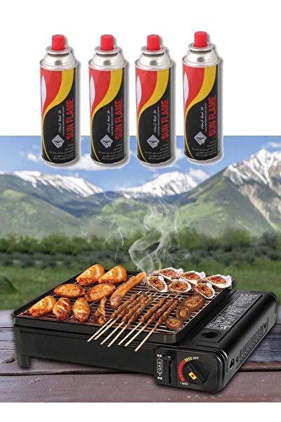 DLC موقد غاز للشواء محمول مزود بأربع علب غاز يمكن استخدامها في خزان غاز البوتان أو توصيل خرطوم خارجي