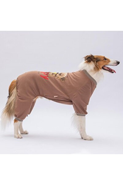 Pawstar Happy Teddy Bear Orta ve Büyük Irk Köpek Pijaması - Köpek Tulumu - Köpek Kıyafeti (15 KG-45 KG)