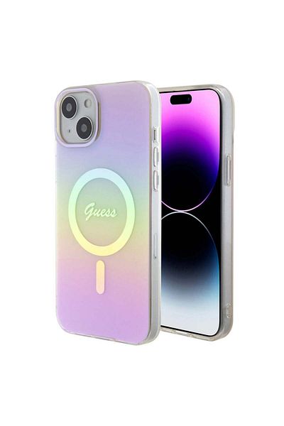 Guess Carcasă MagSafe IML Iridescent pentru iPhone 15 - Roz