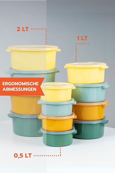 Ginza Maison 12-teiliges rundes Mikrowellen-Behälterset in Pastellfarben