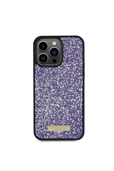 Guess IPhone 15 Pro Max Case, Rhinestone Metal Logo, Guess, Purple