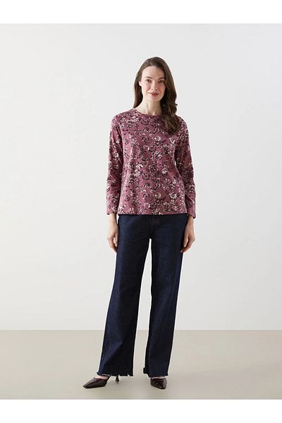 LC Waikiki Bluză pentru femei LCW Grace Plum Crew Neck Floral