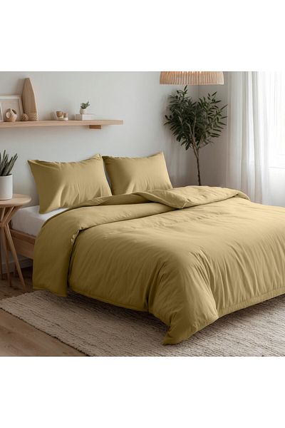 Hotel Linen Klub 3-Piece Duvet Cover Set, 100% Cotton Luxury Sateen, Bronze