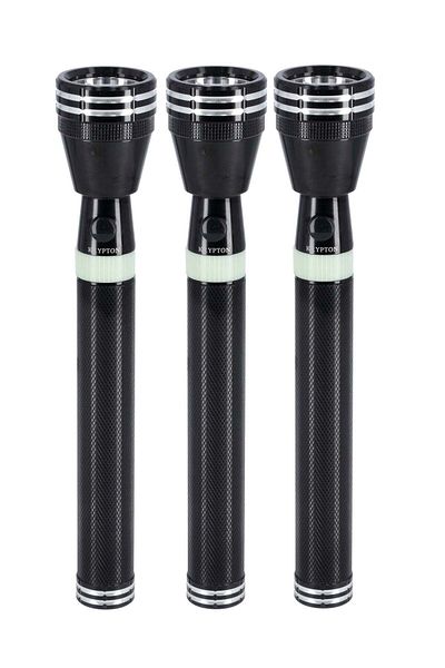KRYPTON Rechargeable Led Flashlight 3 Hours Working Unbreakable Lens Rechargeable Battery 1900mah 30