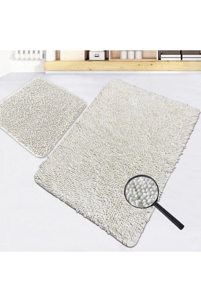 Chilai Home Set 2 Bathroom Mats 100% Cotton, Victoria Ecru