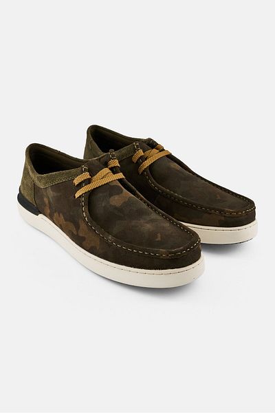 CLARKS Men Standard Court Lite Wally Camouflage Casual Shoes, Dark Olive