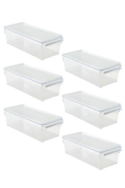 Prima Nova Refrigerator with Transparent Lid - 360*150*100 Mm, 6-Piece Organizer In-Cabinet Organizer Storage Container