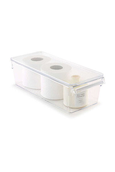 Prima Nova Refrigerator Organizer with Lid Inside Cabinet Organizer Storage Container 360*150*100 mm Transparent 3 Piece