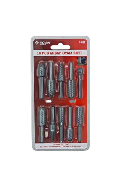 Genel Markalar S-081 Tahta Ahşap Oyma Seti Döner Törpü 10 Parça
