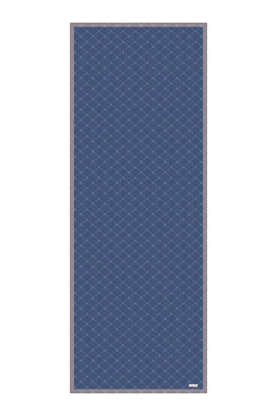 Bursa İpek Navy Blue Chain Monogram Pattern Silk Shawl