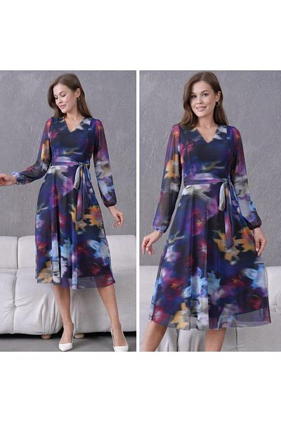CİXAPLE V-Neck Midi Length Tulle Dress