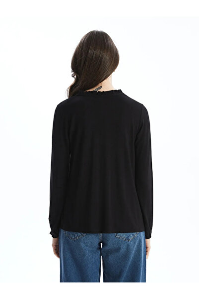 LC Waikiki Γυναικεία μπλούζα LCW Grace Μαύρη με δεμένο γιακά