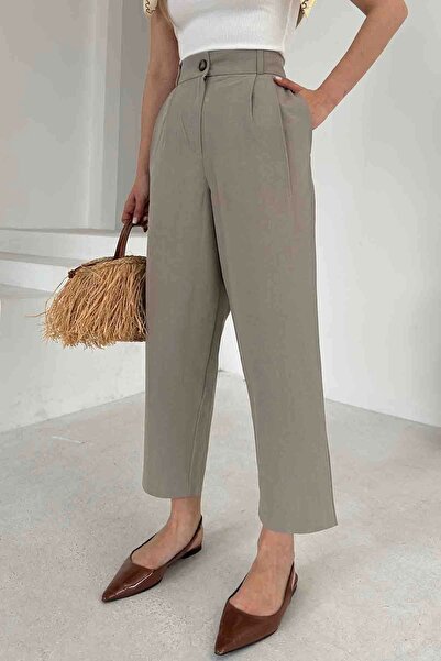 Motto Beyoğlu Önü Çift Pileli Pantolon Haki