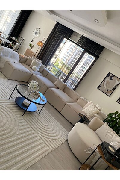 Erduran Mobilya Angelo 5 Modül Köşe Koltuk Takımı (5 Modül) Babyface Kumaş Beyaz