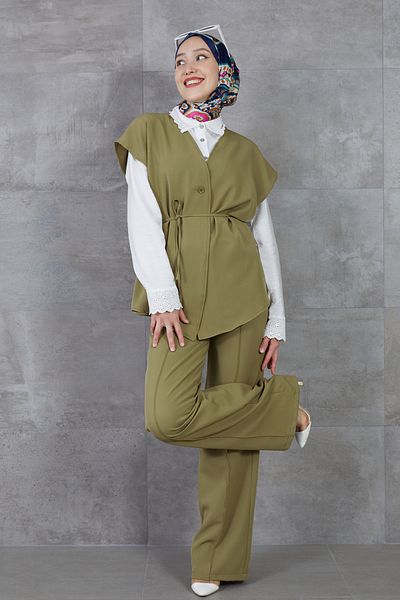 DPARİS Costum din două piese cu cravată în talie