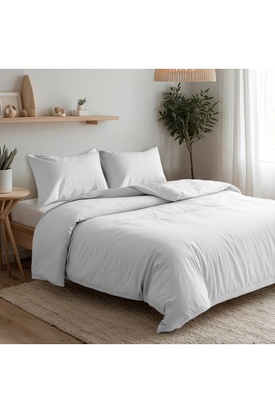 Hotel Linen Klub 3-Piece Duvet Cover Set, 100% Cotton Luxury Sateen, White