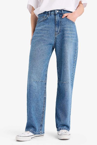 DeFacto Barrel Fit Normal Waist Ankle Length Jean Washed Pants E8007ax25sm