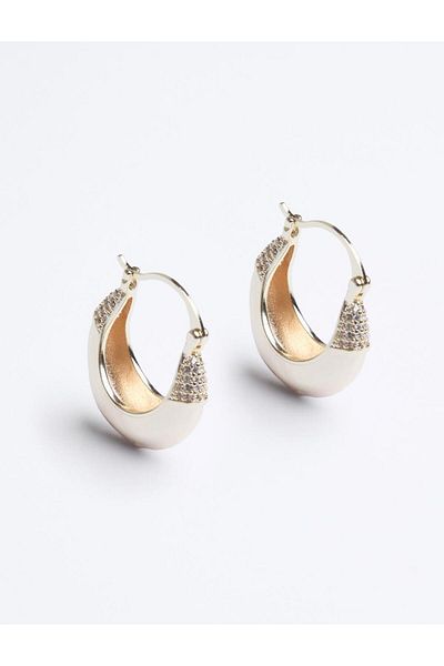 Jimmy Key Gold Color Stoned Oval Earrings