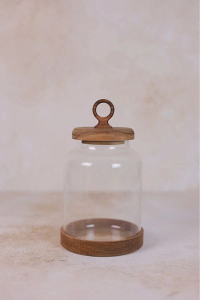 Pavira Acacia Lid Glass Jar 1100 ml