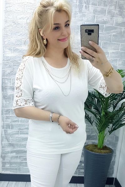 Bİ.GİYSEN Women's Large Size Green Shoulders Laced Detachable Pearl Necklace Lycra Buluz