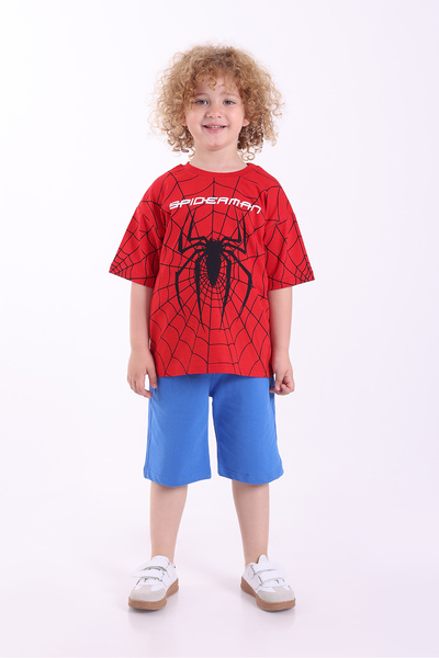 Genel Markalar Örümcek Adam Baskılı 3-10 Yaş Oversize Yazlık Şortlu Çocuk Takım