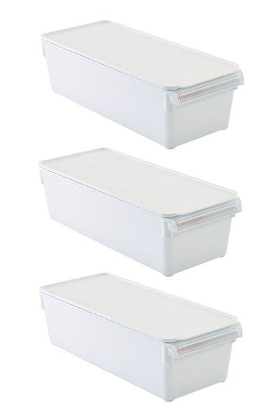 Prima Nova White Refrigerator Organizer - 360*150*100 Mm, Set of 3 In-Cabinet Storage Containers