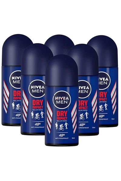 NIVEA Dry Impact, deodorant roll-on barbati, 6 x 50 ml