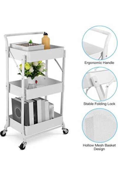 Generica عربايه معدن لتنظيم أغراض المنزل والمطبخ قابله للطي القياس في الصور