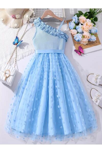 Mashotrend Varas Askılı Elbise - Mezuniyet Elbisesi - Kız Çocuk Abiye Gösteri Elbisesi