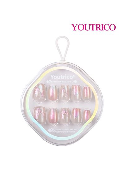 Youtrico 30 Semi-Handmade Press-on nails,gradient, colored, mermaid