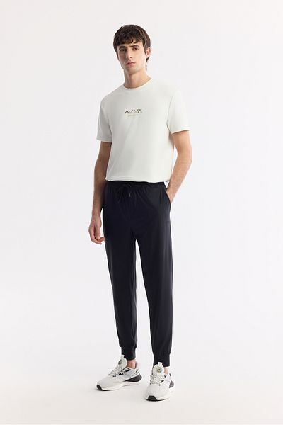 Avva Ανδρικό Μαύρο Ελαστική Μέση Jogger A51Y3413 Τεχνικό Ύφασμα