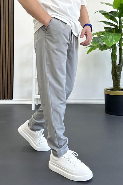 Edwox Ανδρικό παντελόνι Jogger με ελαστική μέση γκρι Edw354
