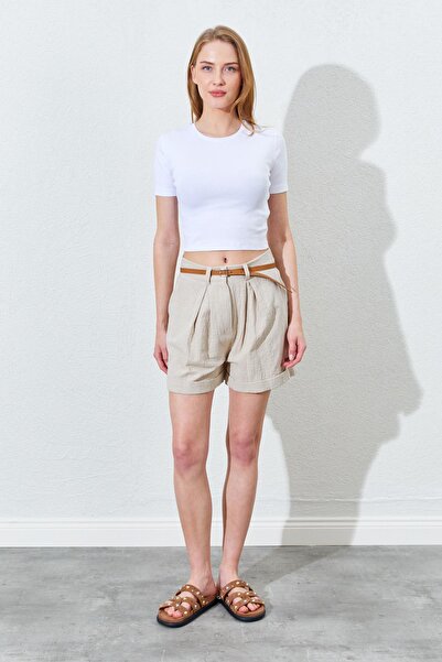 TENA Women's Stone Double Leg Linen Shorts