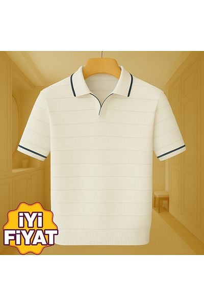 LC Waikiki Tricou pentru bărbați din bumbac 100% cu detaliu în dungi Combinație premium organică, respirabilă, anti-transpirație
