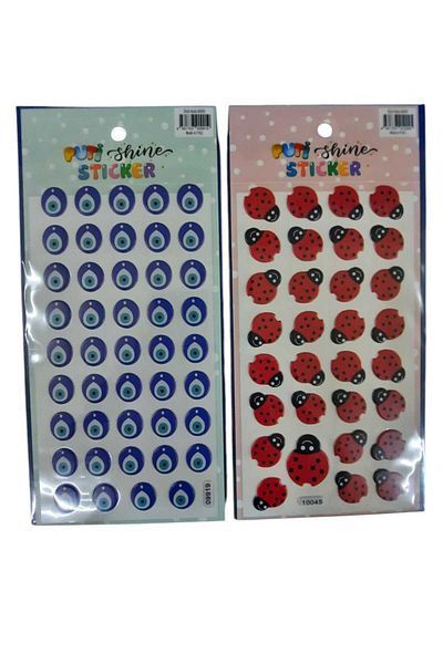 Kırtasiye Ofisi Sticker Embossed Evil Eye Bead - Ladybug Set of 2