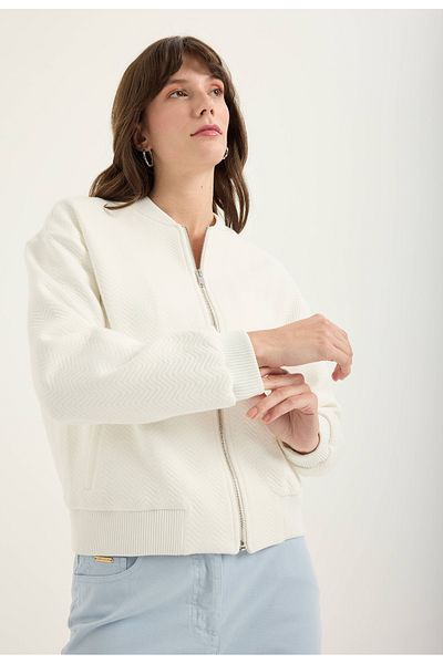 Masha Kate Houndstooth Patterned Bomber Jacket