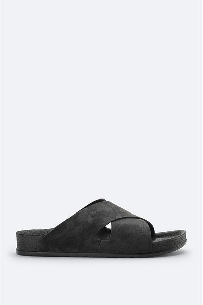 Avva Men's Black Cross Strap Sandals A51Y8300