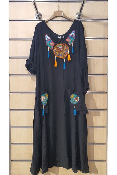 Park Moda Rochie cu model simplu cu detaliu ciucuri