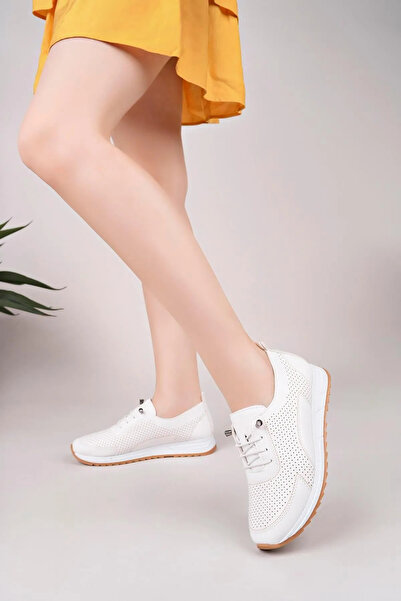 Zerenyus Tone White Rubber Laced Orthopedic Mother Sports Shoes - Narrow Fit Please Prefer 1 Size Larger