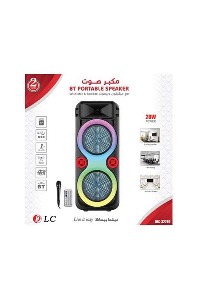 DLC BT HI FI Portable Speaker with Led Rotating Light ,2X8" INCH - MICE + REMOTE CONTROL - USB -