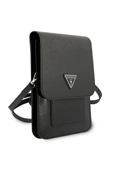 Guess Guess PU Saffiano Triangle Phone Bag Black, removable strap